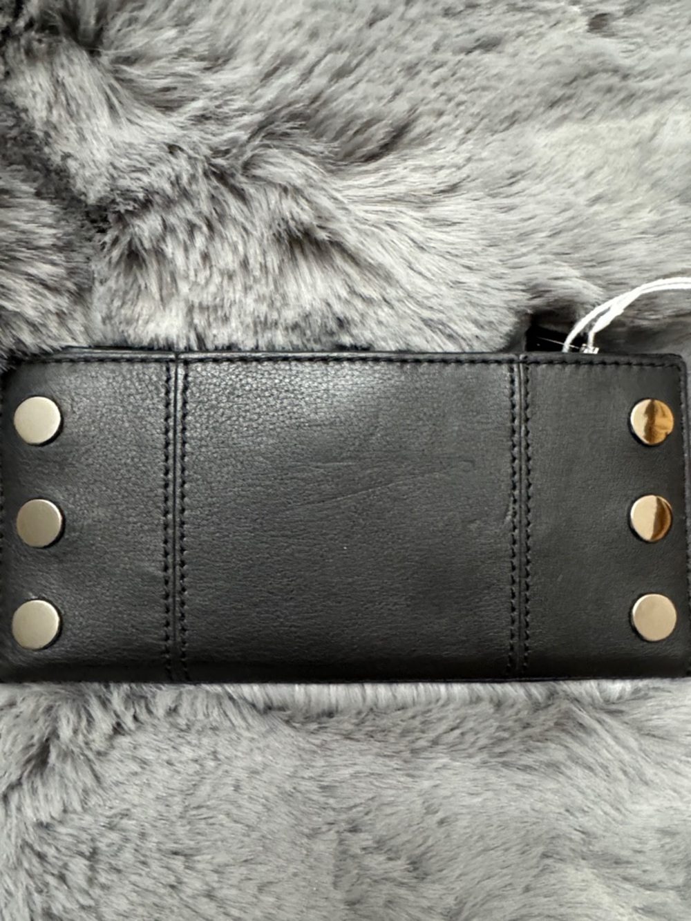 Hammitt Black Leather Zip Wallet with Gunmetal Rivet Hardware - Picture 2 of 6